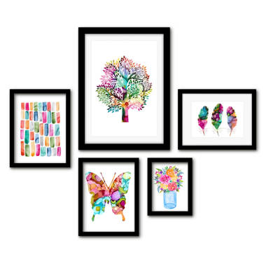 Americanflat 6 Piece White Framed Gallery Wall Art Set - Colorful Children's Art Set