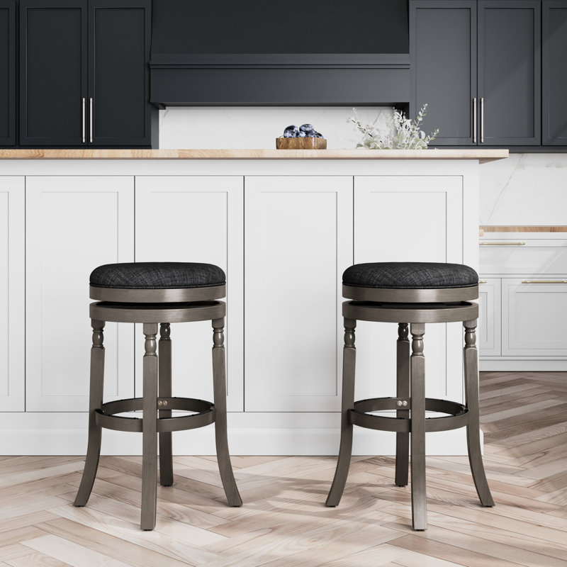 Tabouret de bar gris vieilli 30 po avec siège gris anthracite, fabrication solide, pivotant à 360 degrés, tabouret de 17 po de diamètre, couleur, tissu solide et attrayant, comptoir ou utilisation