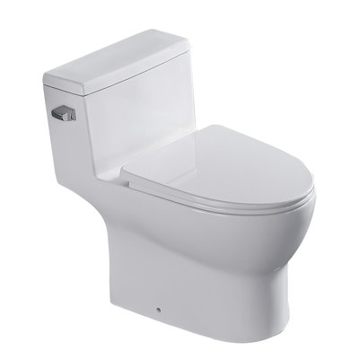 Modern Ceramic One Piece Toilet With Seat - Siphon Flush, Low Water Absorption, Superior Material, White Object Toilet: Soft Close Seat, Powerful Flushing, High Porcelain, Elegant Appearance,