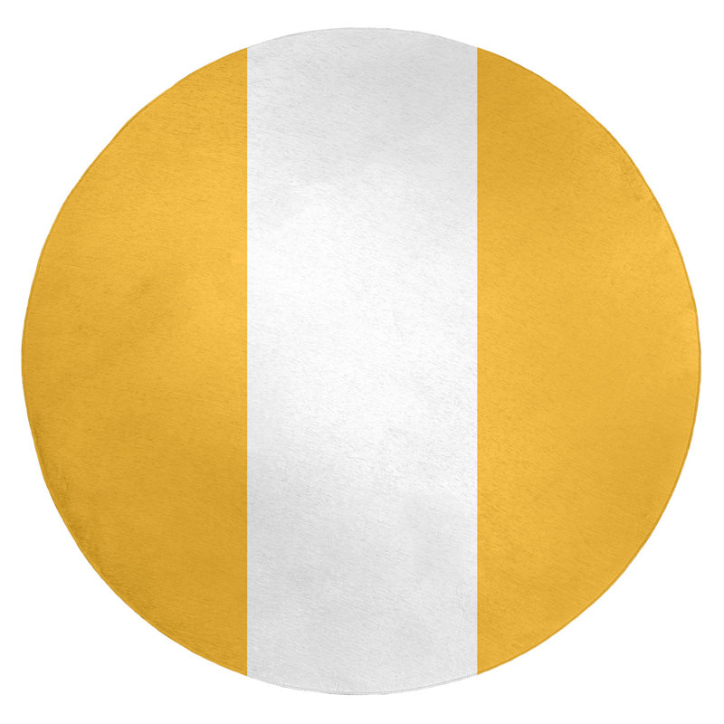 Tapis doré/blanc rayé, Rond 5 pi