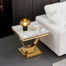Traeshaun Faux Marble Top Metal Base End Table