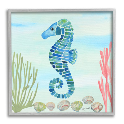 «Mosaic Seahorse Clam Seashells Ocean Floor Reef» par Katie Doucette - Peinture