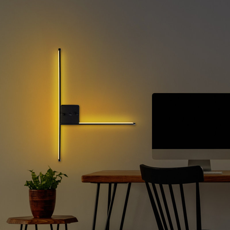 Industrial-Style Wall Lamp, Black Metal Body, 24.0 x 16.5 x 1.2 inches | 10.0-inch Diameter Base Plate | SMD LED Socket, 14.4W, 3000K | Modern Home Lighting, Perfect for Living Room & Bedroom Decor