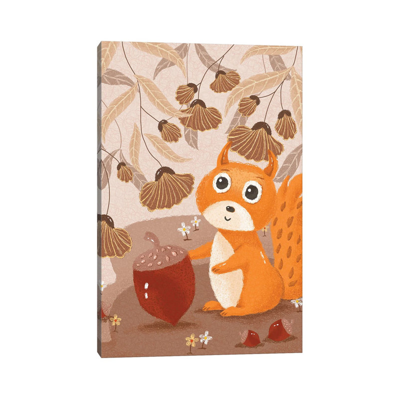 Little Squirrel Coil by Art Mirano - Wrapped Canvas Painting, 30.48cm H x 20.32cm W x 1.9cm D