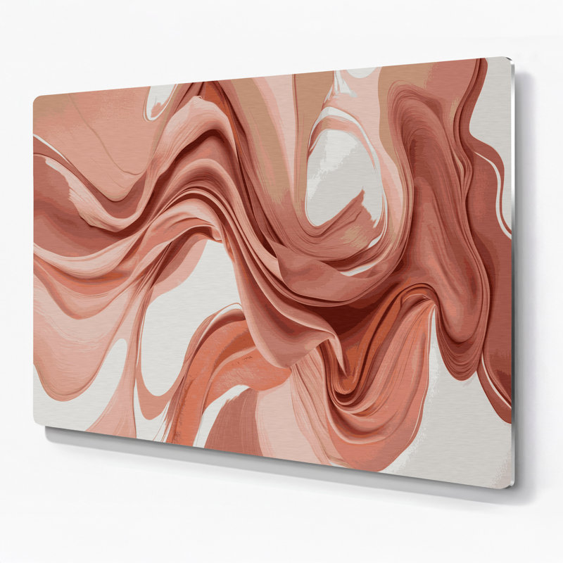 «Lyrical Abstraction 6», art mural en métal rose, H 11 po x l 14 po