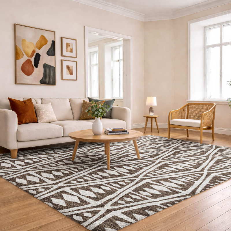 Premium Machine Washable Dream Shag ADS112 Boho Rug, 10' x 14', Brown