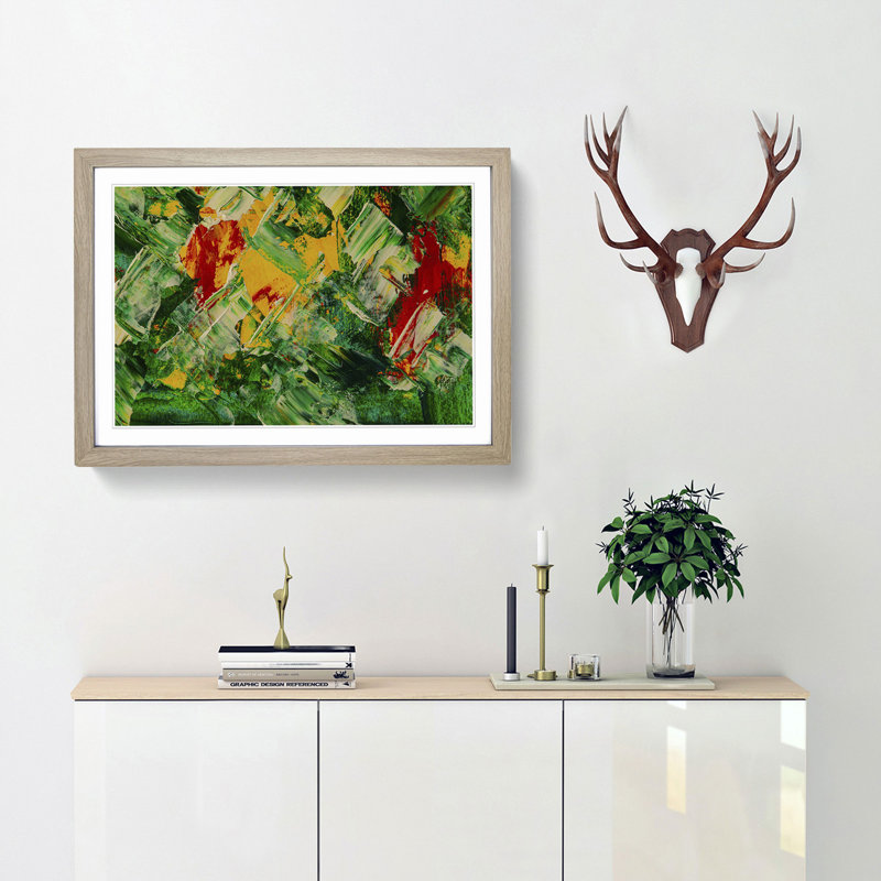 Abstract Art Painting Vol.188 by S.Johnson - Framed Print, Oak Framed, 62cm H x 87cm W x 2cm D