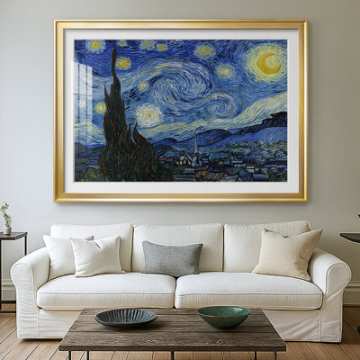 The Starry Night-Vincent van Gogh-Framed Print with Mat and glass-1889