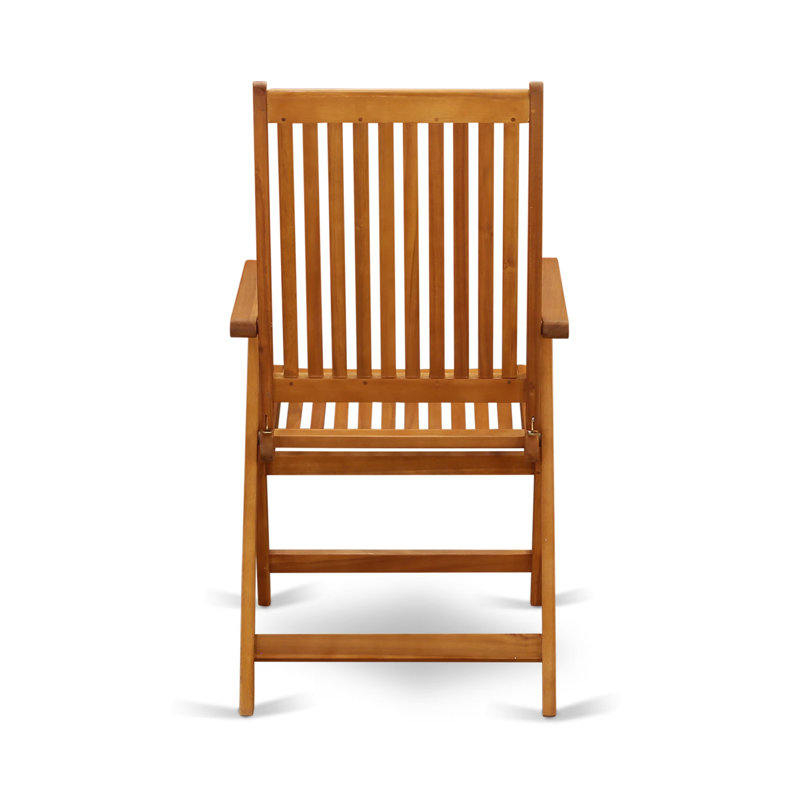 Ensemble de table de jardin 5 pièces pour patio comprenant une table de salle à manger d'extérieur ovale en bois d'acacia et 4 chaises pliantes à accoudoirs réglables, 36 po x 78 po, huile naturelle