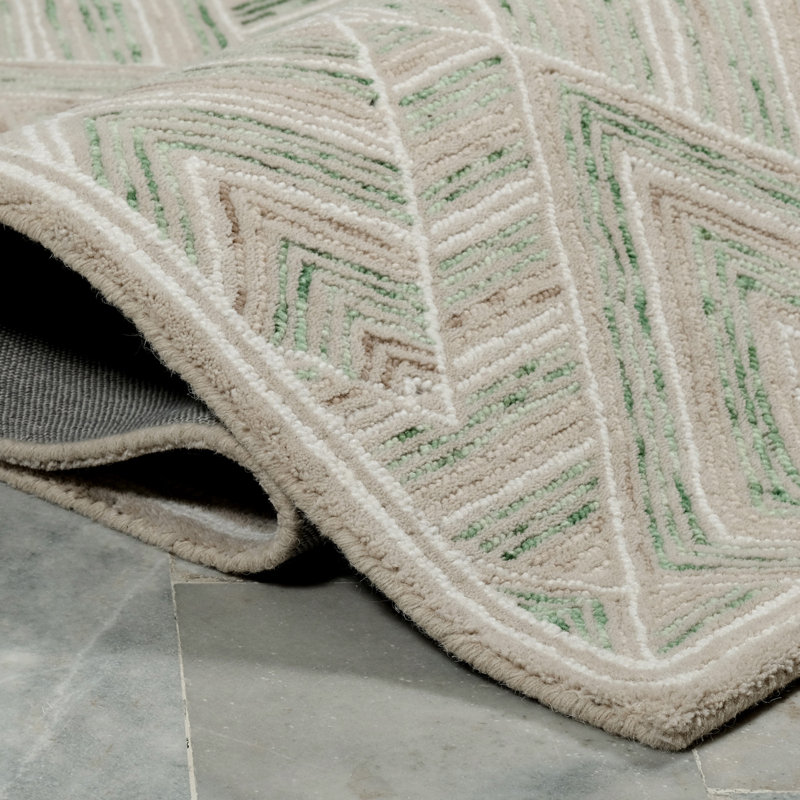 Cyprus Hand-Tufted Cut/Loop Pile Textured Geometric Wool Rug, 8'6" x 12'6"