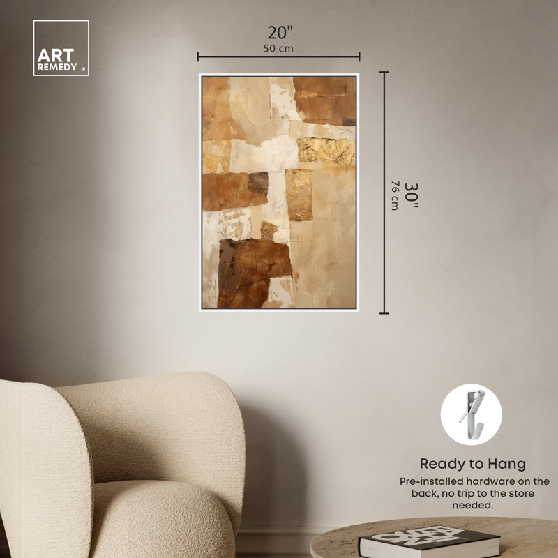Layers of Earth Boho, art mural abstrait par Art Remedy, Cadre blanc, H 31 po x l 21 po