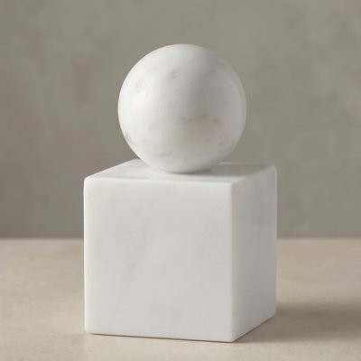 Caldera Real Weighted Marble Bookend (White)