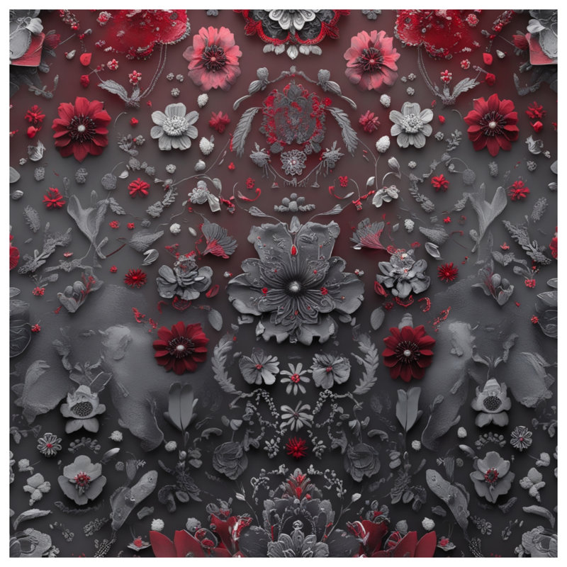 Édredon rouge à motif floral, L 24 po x L 17 po