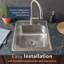 Évier de bar / de grande préparation à cuve simple 17 po Houzer Glowtone Topmount, 3 trous, acier inoxydable de calibre 22