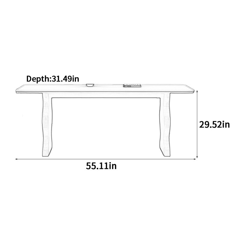 Medieval Style Rectangular Dining Table, 29.52"H x 55.11"L x 31.49"W
