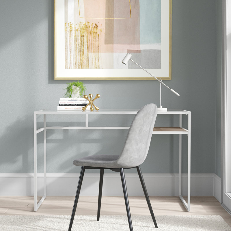 Bureau d'écriture en verre trempé Quayle, Gris