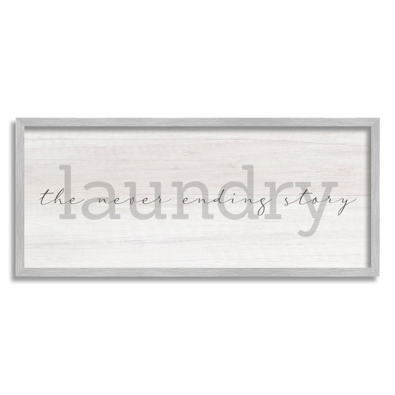 «Laundry Never Ending Story Cursive» par Daphne Polselli - cadre flottant, impression sur toile, H 10 po x l 24 po x P 1,5 po