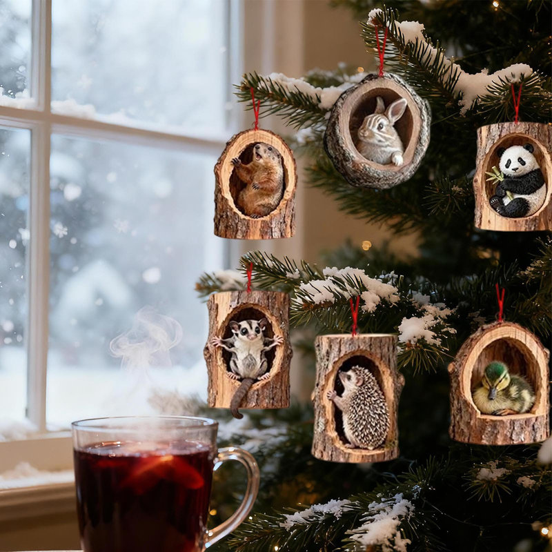 6PC ornements de Noël décorations de Noël pendentifs d'arbre de Noël impression à plat 2 pendentifs en acrylique, A