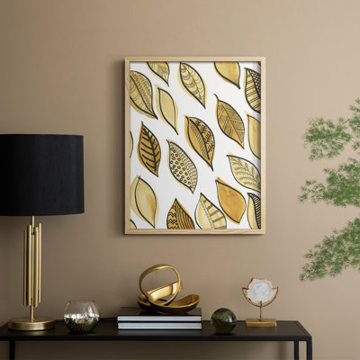 Patterned Leaf Shapes II Framed Print - Solid Wood