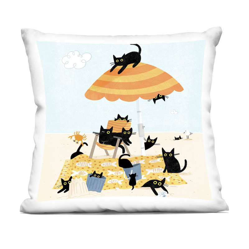 Coussin Stupell Industries Cat Beach Day Design par Leeza Hernandez