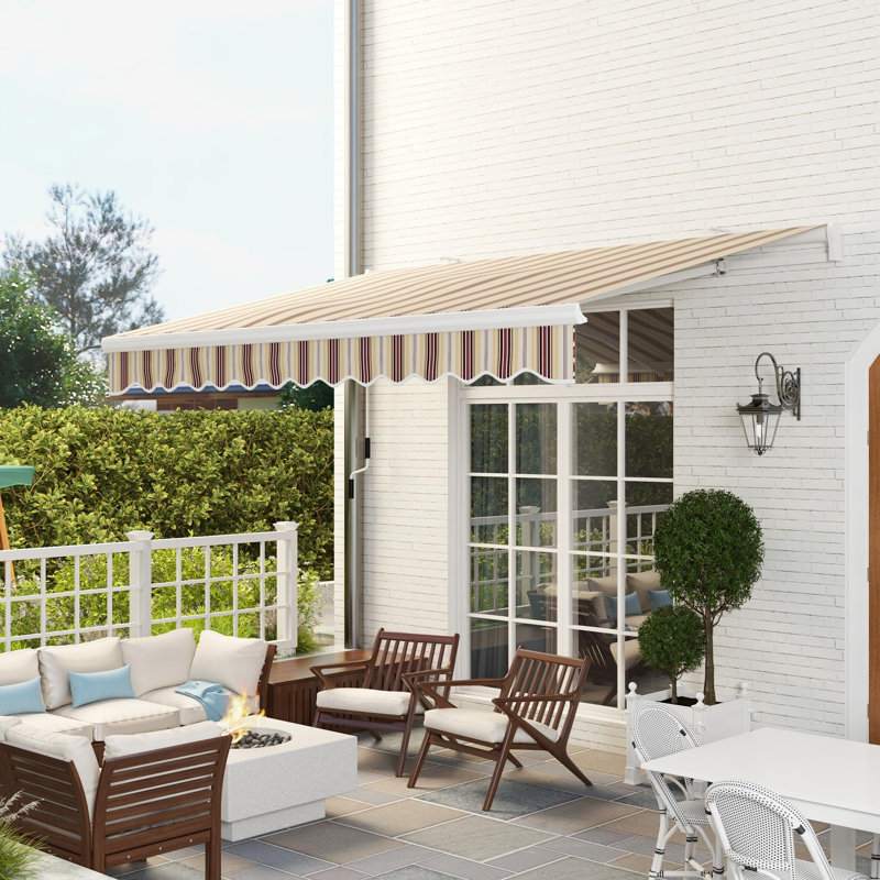 8' Retractable Awning, 59.1" H x 155.5" W x 96.5" D, Red