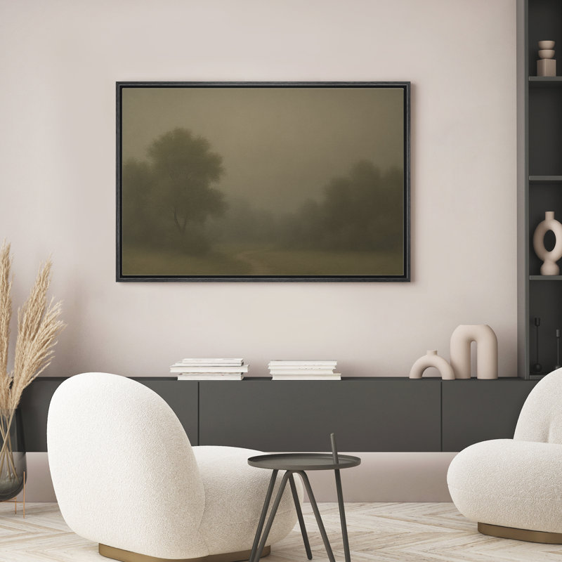 Art mural encadré «Misty Forest Path», H 16 po x l 24 po, Noir