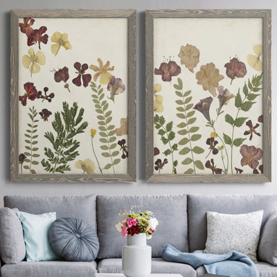 Pressed Flower Arrangement I - Ensemble de 2 reproductions d'art