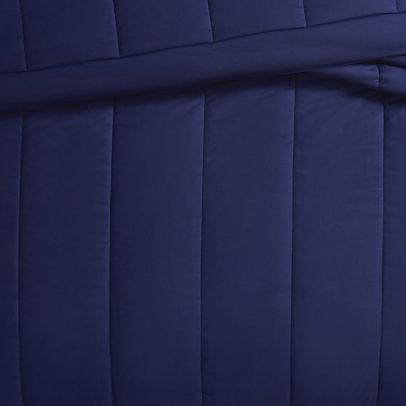 Ensemble d'édredon en percale de coton unie Brooklyn Loom, Double/Grand et 2 taies décoratives standard, Marine