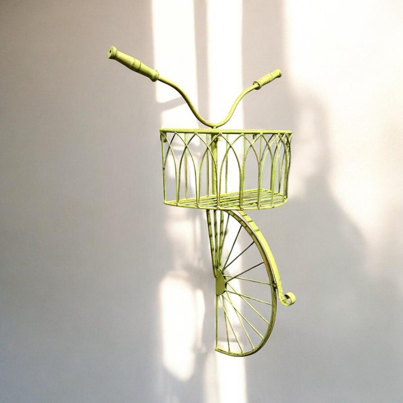 Bicycle Metal Garden Wall Planter, Green