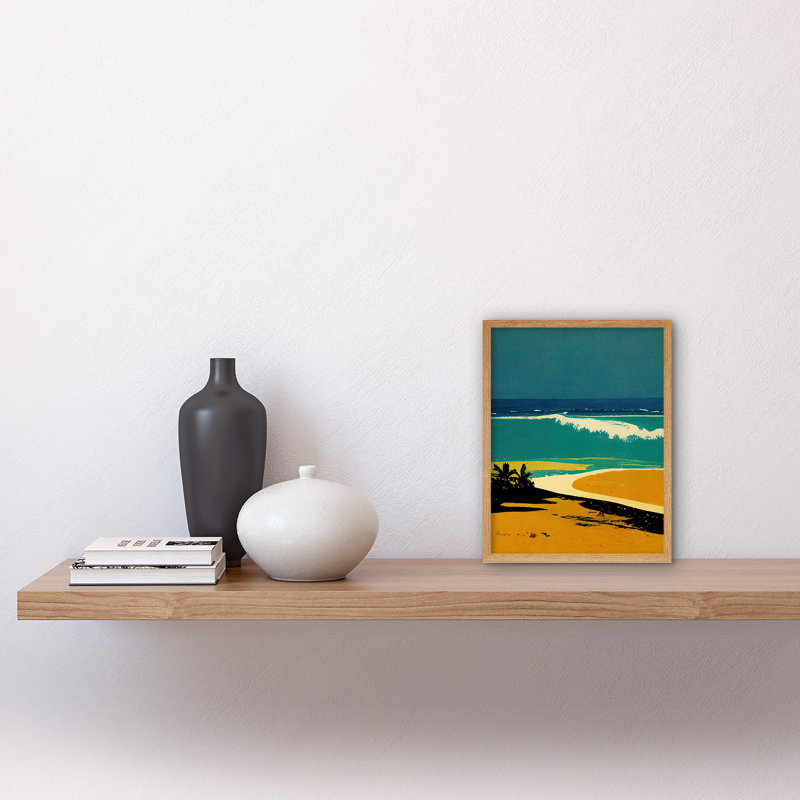 Honopu Beach Coastline Summer Hawaii - Print, Light Brown Framed Paper, 25.9cm H x 20.6cm W x 1.5cm D