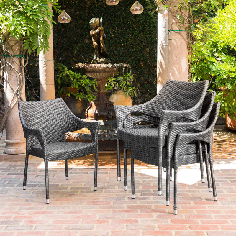 Gris Pe 4 - Chaise pour les repas en plein air et la détente de style moderne, en fer, empilable, facile à nettoyer, avec fauteuil empilable Mirage Garden