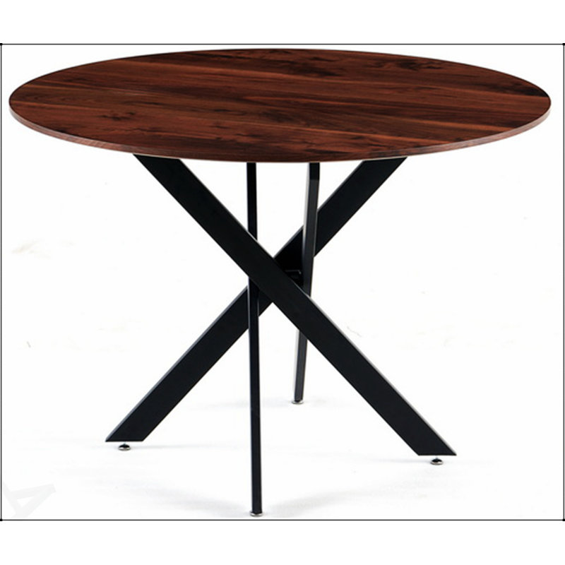 Table de salle à manger Mid-Century ronde en bois aggloméré pour 4 à 6 personnes avec pieds en métal stables et conception polyvalente, idéale pour les repas et les loisirs