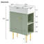 Meuble-lavabo vert 21,6 po, armoire combinée, meuble de rangement pour salle de bain, lavabo simple en céramique, rangement sur le côté droit