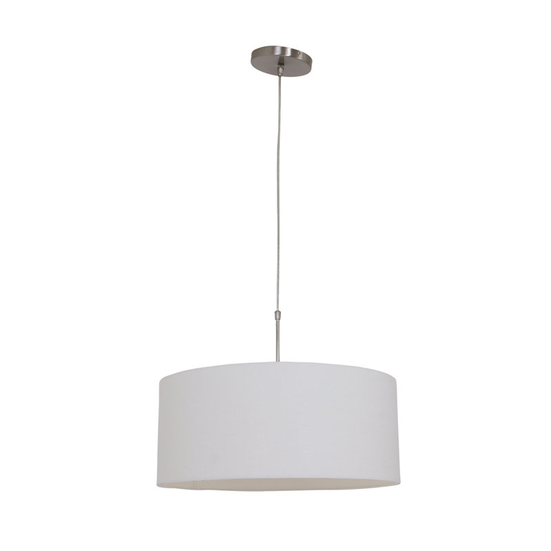 Ellington 1 - Light Silver Drum Pendant, White