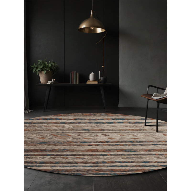 Tapis gris lavable à la machine, Rond 8 pi