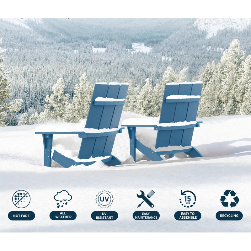 Kalamazoo Folding Adirondack Chair with Chair Cushion, Navy Blue