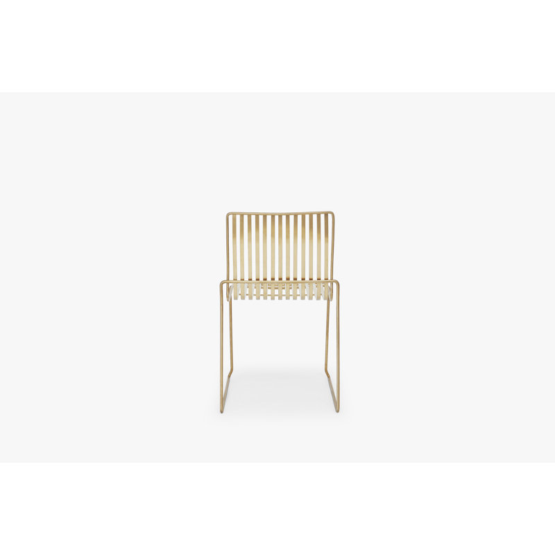 Ariss 116.84cm H Slat Back Stacking Side Chair, Brass