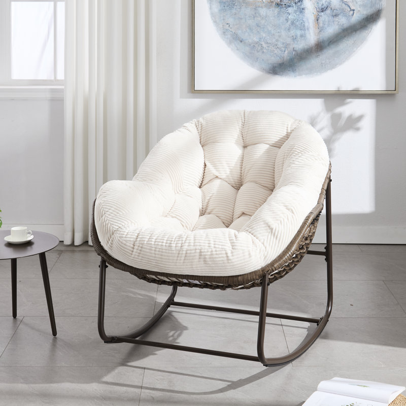 Chaise berçante d'extérieur en acier Alvan, Blanc