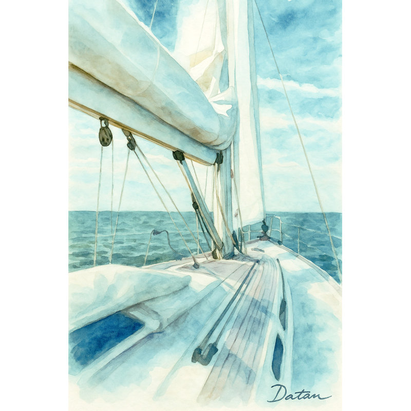 «Open Sea Journey» - Art sur toile aquarelle nautique
