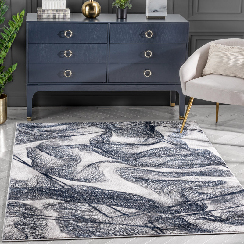 Well Woven Cairo Gillian Abstract Modern Blue Rug, Rectangle 120 x 160 cm