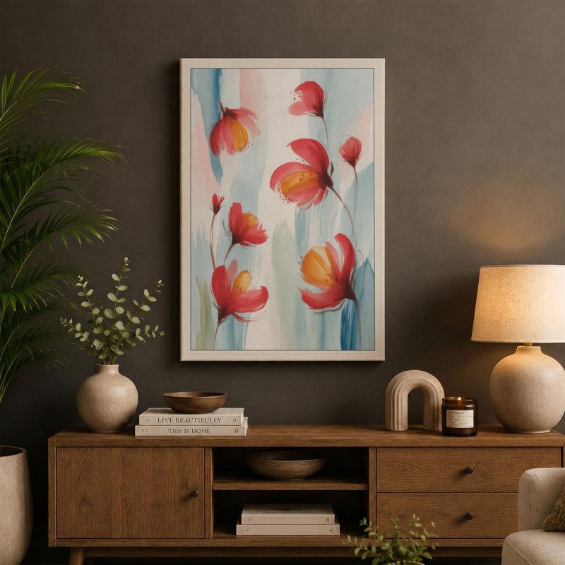 Translucent Florals Botanical - Wrapped Canvas, 18x12 - 45.7 x 30.5 cm, Sage Border