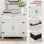 Buffet Modern Farmhouse avec rangement, armoire buffet avec 2 portes de grange et tiroir pour la salle à manger, chêne blanc