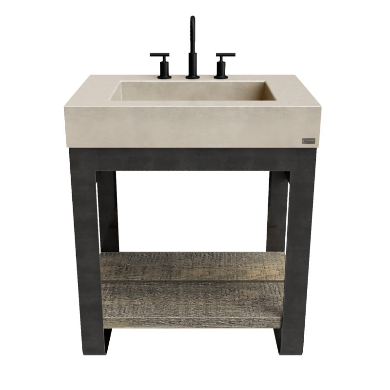 Meuble-lavabo rectangulaire en béton 30 po Outland, Plage, 30", Nickel brossé, Sans trou