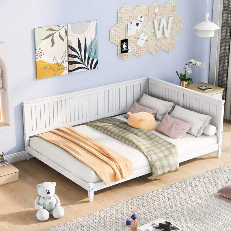 Solid Wood Full Size Daybed/ Bed In White - Elegant Mid-Century Modern Look For Bedroom Extra Durability, Full, White