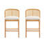 Tabouret de comptoir d'intérieur en bois, structure de finition naturelle avec revêtement beige, ensemble de 2