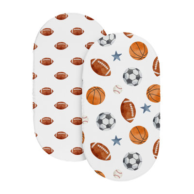 Watercolor Sports Theme 2 Pack Baby Bassinet Fitted Sheets by Sweet Jojo Designs