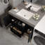 Meuble-lavabo flottant contemporain simple de 39,4 po avec comptoir en faux marbre, lavabo en céramique, 2 tiroirs en bois massif multicouches et 2 armoires