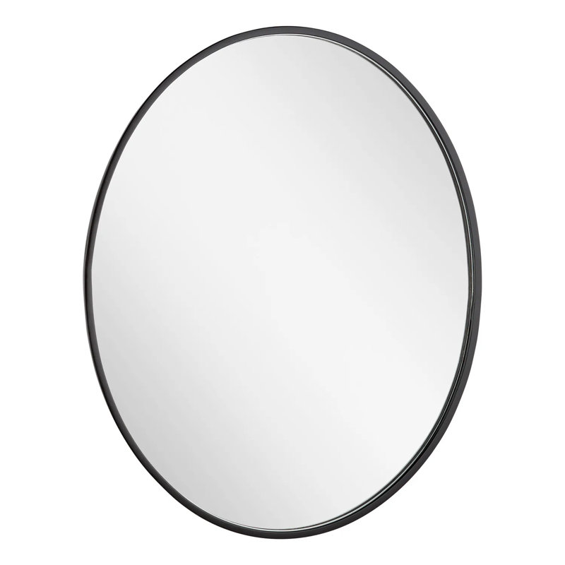 Amyr Oval Decorative Bathroom Vanity Mirror, Gloss Black
