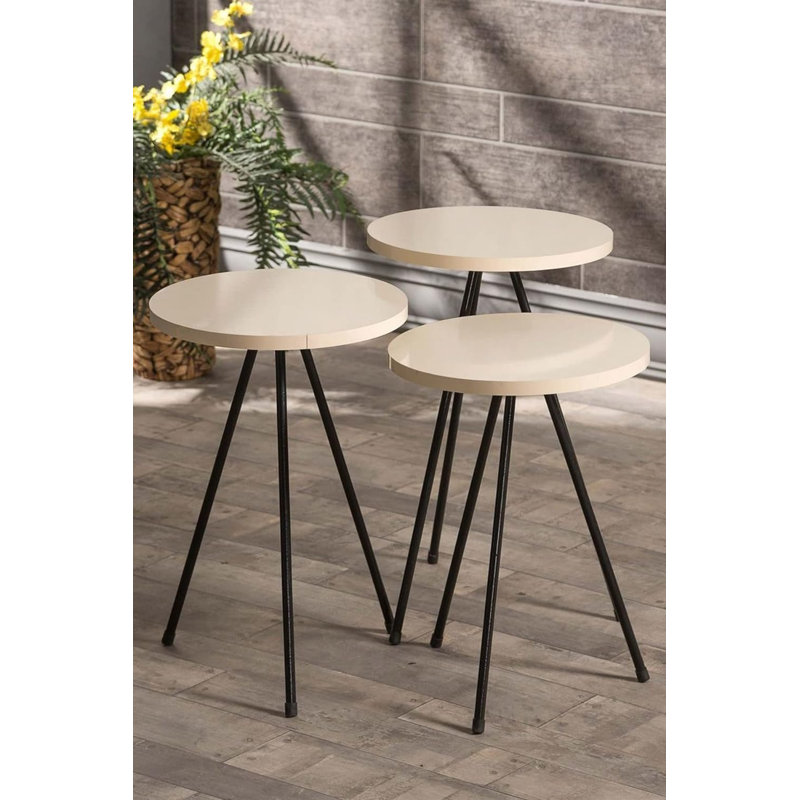 Natalie Living Room Table Set, Cream White