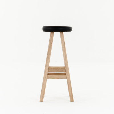 Oki-Nami Upholstered Stool with Solid Wood Frame